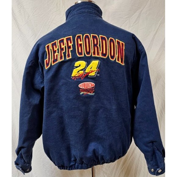 Dupont NASCAR Jeff Gordon 24 Hendrick Racing Canvas Quilt Lined Bomber Coat (M) - Picture 2 of 16